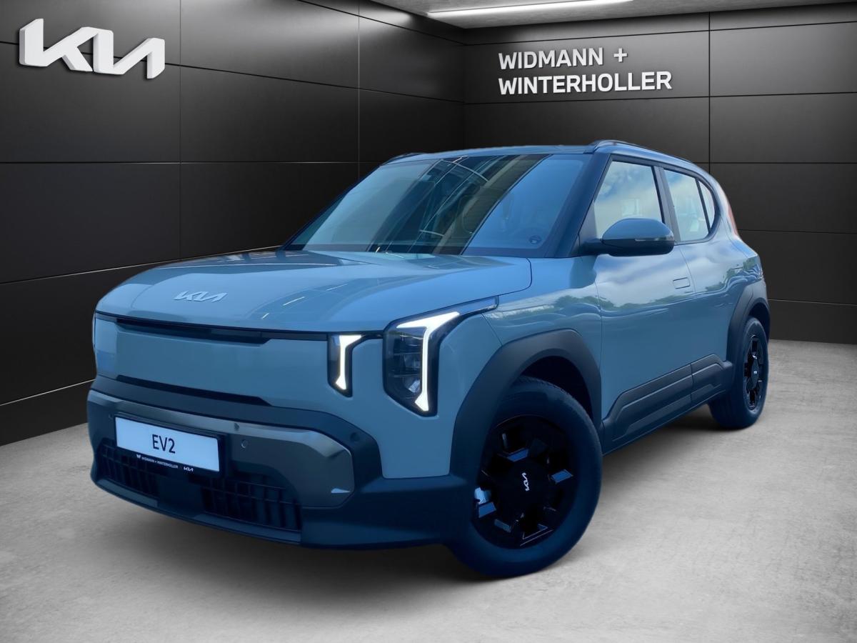 KIA EV2 42.2 4S Earth WIC ACC Kam. BCA Spurfolg, FCA in Grau von vorne KIA EV2 42.2 4S Earth WIC ACC Kam. BCA Spurfolg, FCA in Grau von vorne