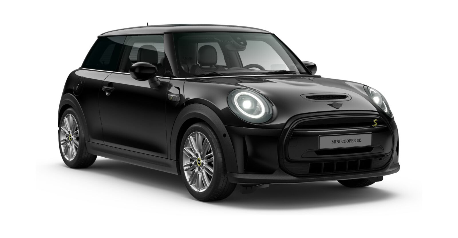 MINI Cooper SE in Schwarz von vorne