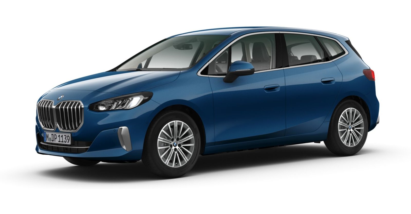 BMW 218d Active Tourer in Blau von vorne BMW 218d Active Tourer in Blau von vorne