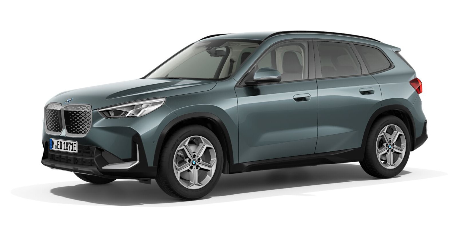 BMW iX1 eDrive20 in Grün von vorne