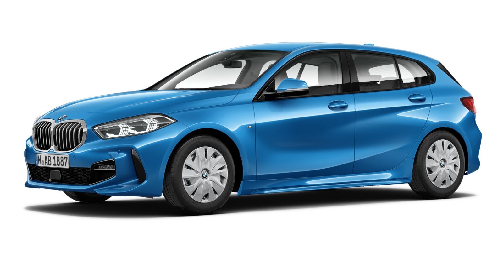 BMW 118i in Blau von vorne BMW 118i in Blau von vorne