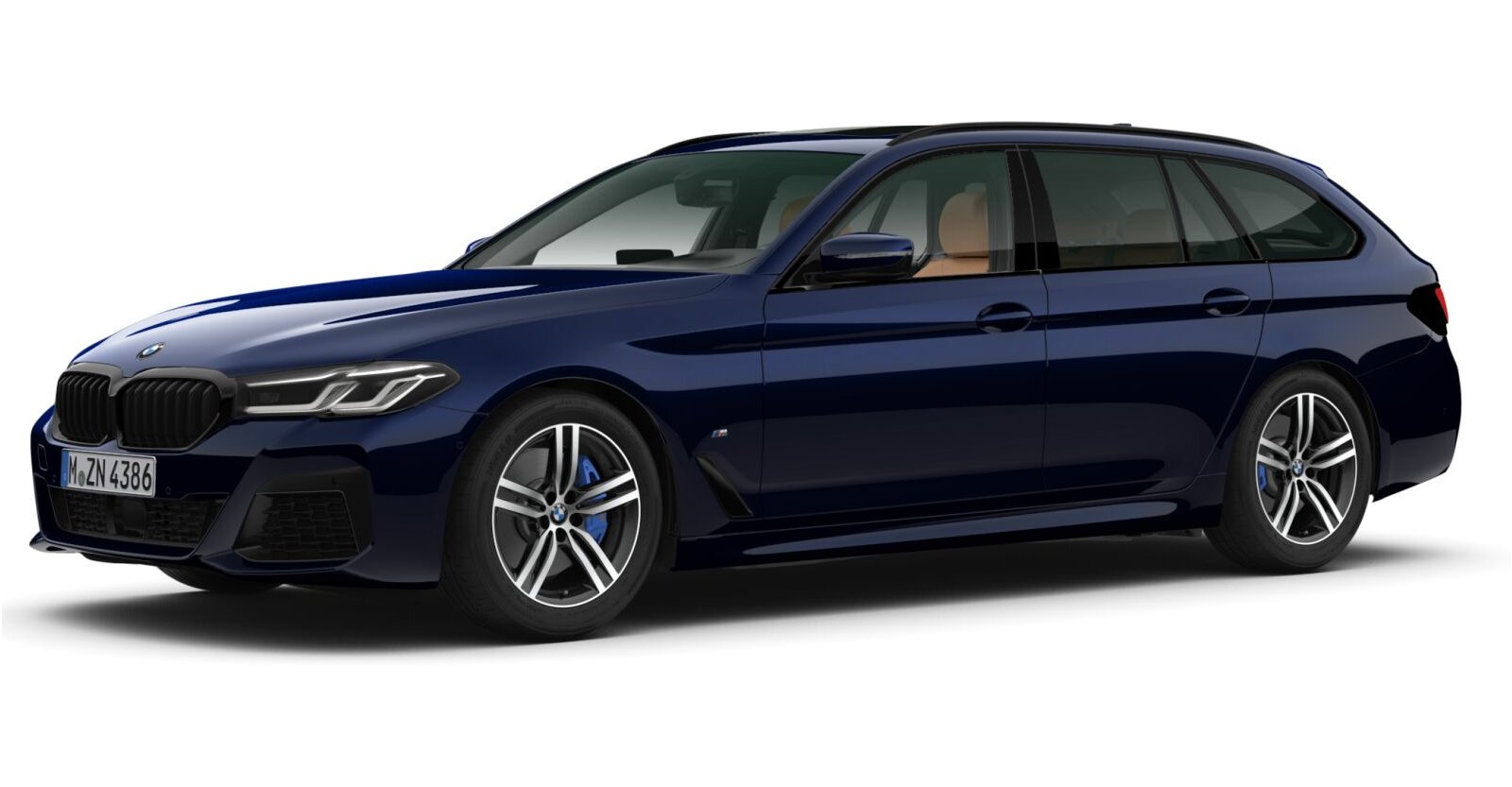 BMW 530d xDrive Touring in Blau von vorne