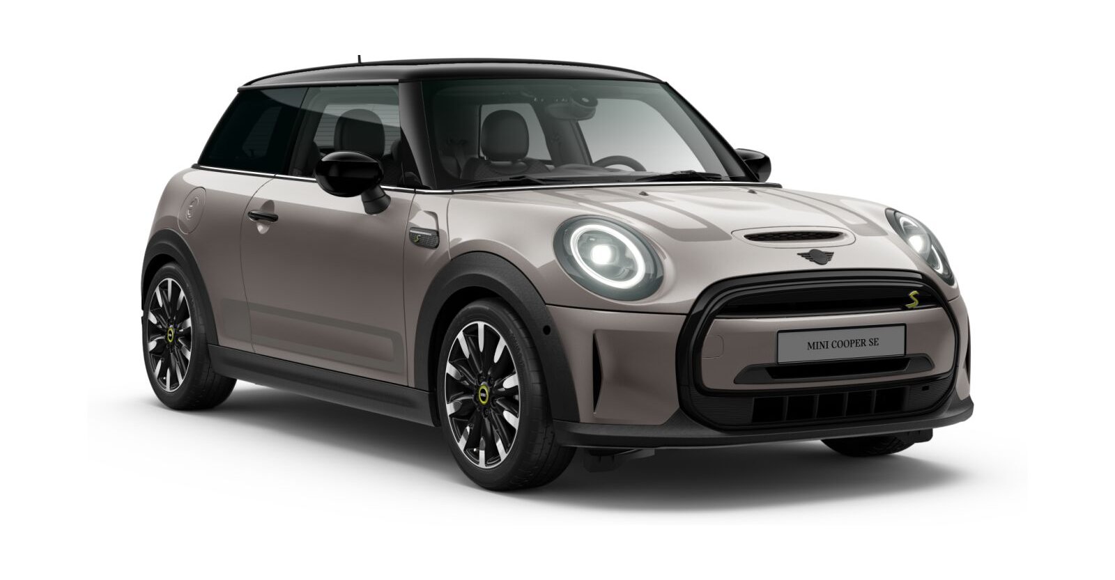 MINI Cooper SE in Grau von vorne