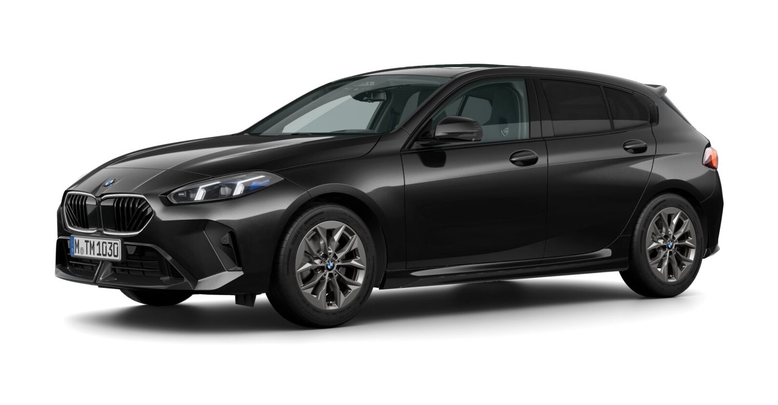 BMW 123 xDrive in Schwarz von vorne