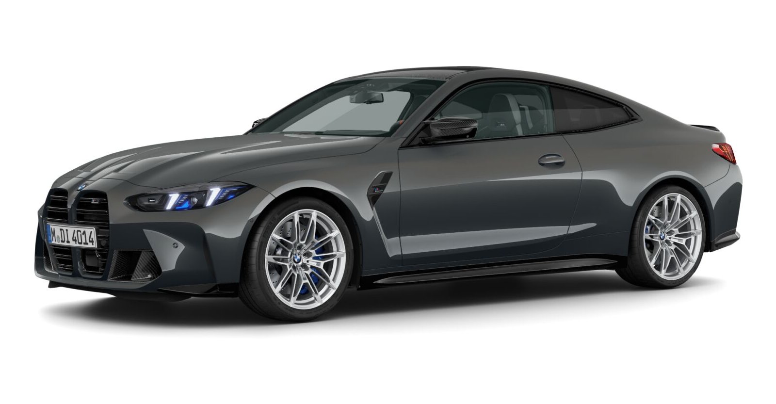 BMW M4 Competition Coupé mit M xDrive in Grau von vorne
