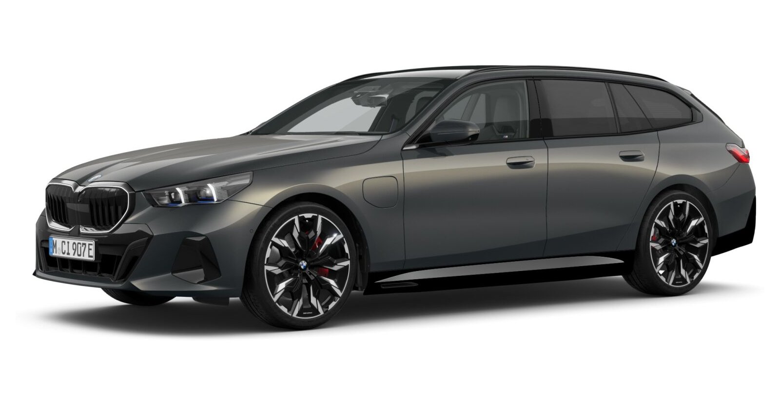 BMW 550e xDrive Touring in Grau von vorne