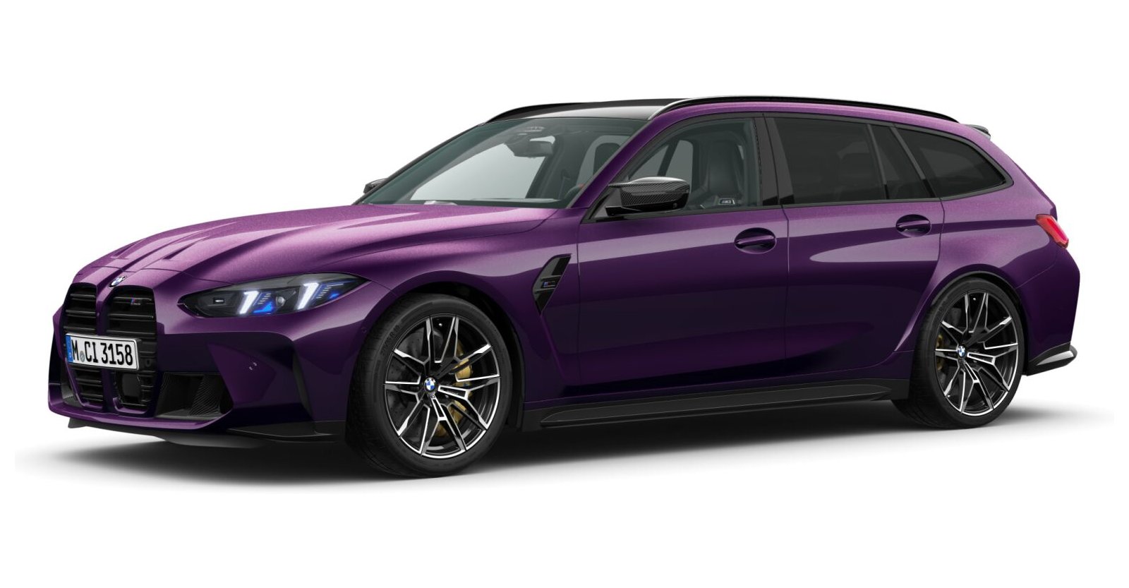 BMW M3 Competition Touring mit M xDrive in Lila von vorne