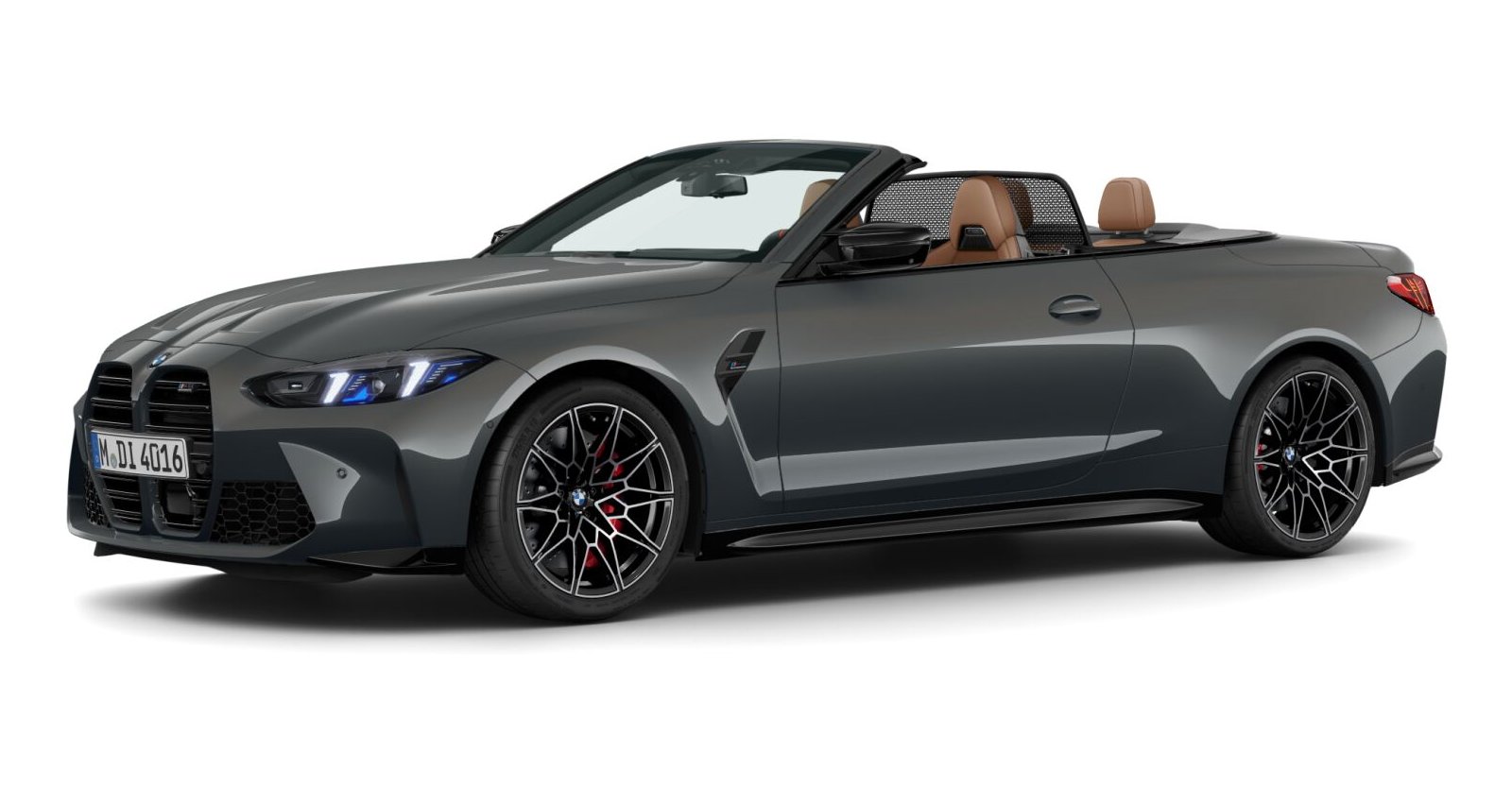 BMW M4 Competition Cabrio mit M xDrive in Grau von vorne