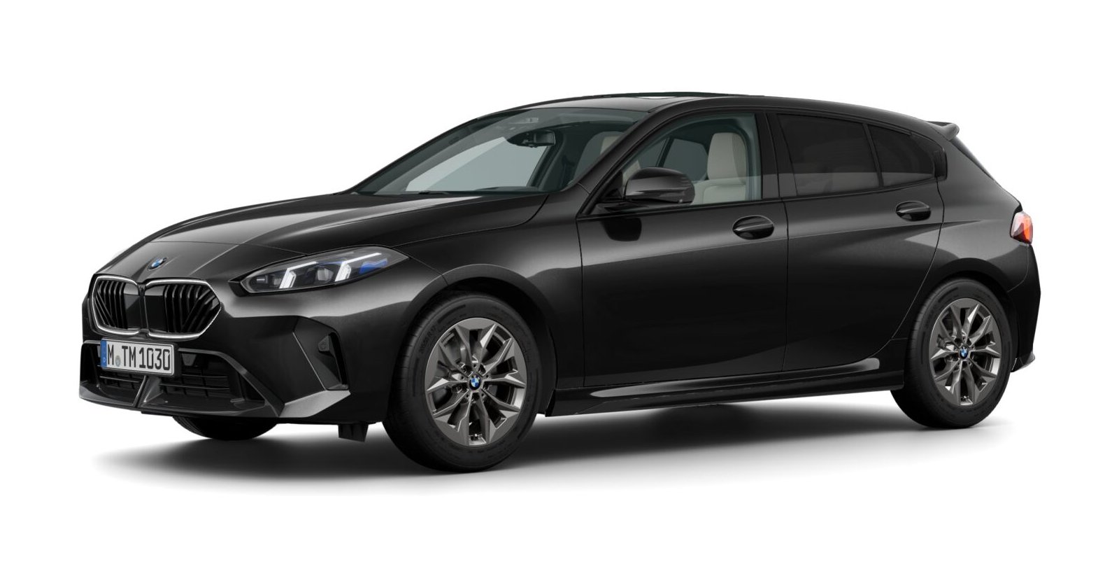 BMW 123 xDrive in Schwarz von vorne