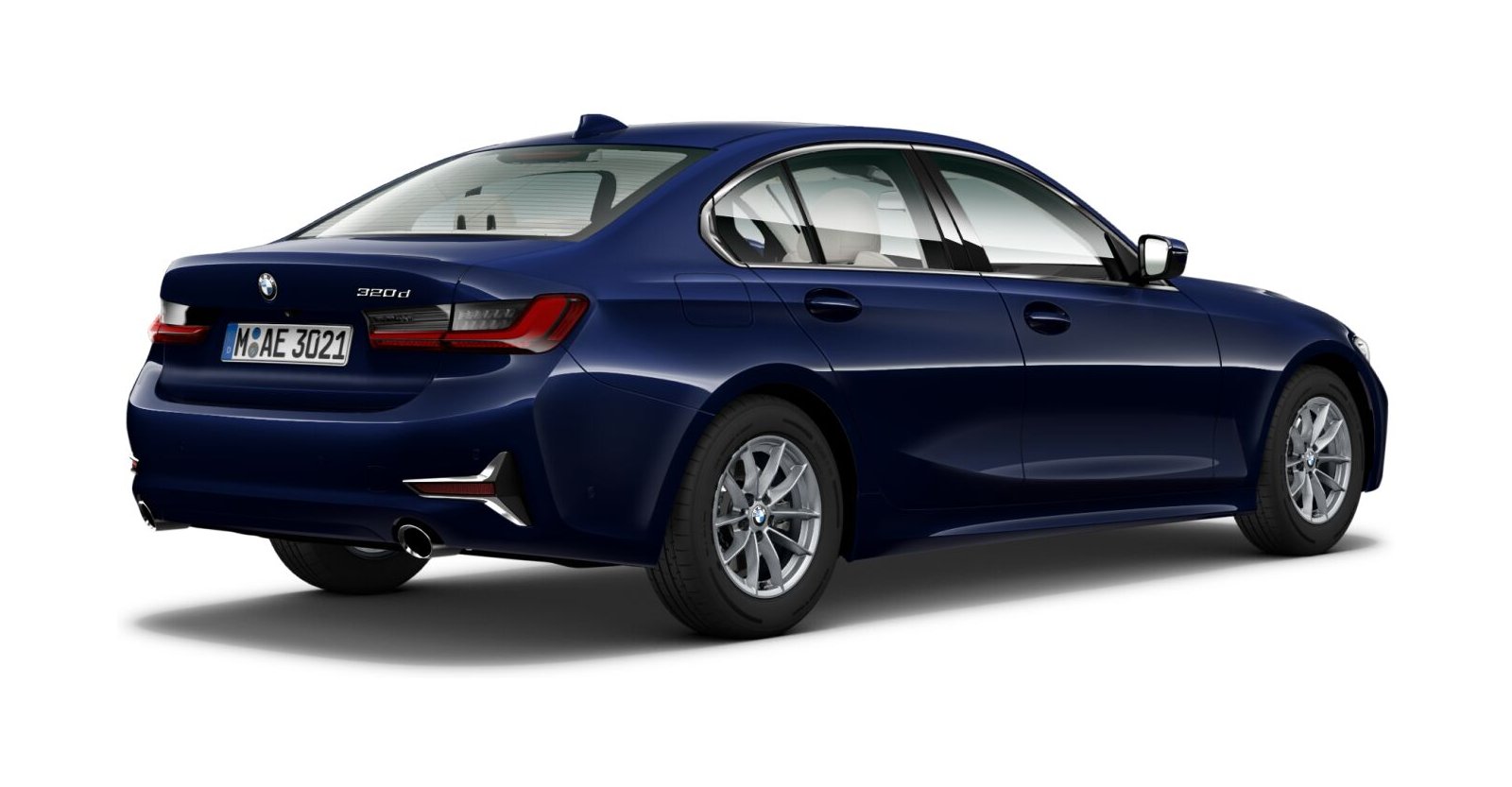 BMW BMW 3er in Blau von hinten BMW BMW 3er in Blau von hinten