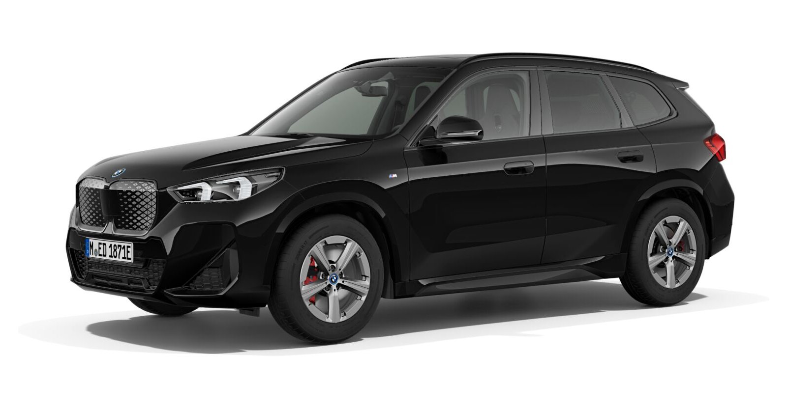 BMW iX1 xDrive30 in Schwarz von vorne
