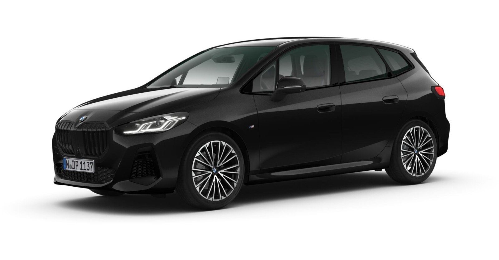BMW 218i Active Tourer in Schwarz von vorne BMW 218i Active Tourer in Schwarz von vorne