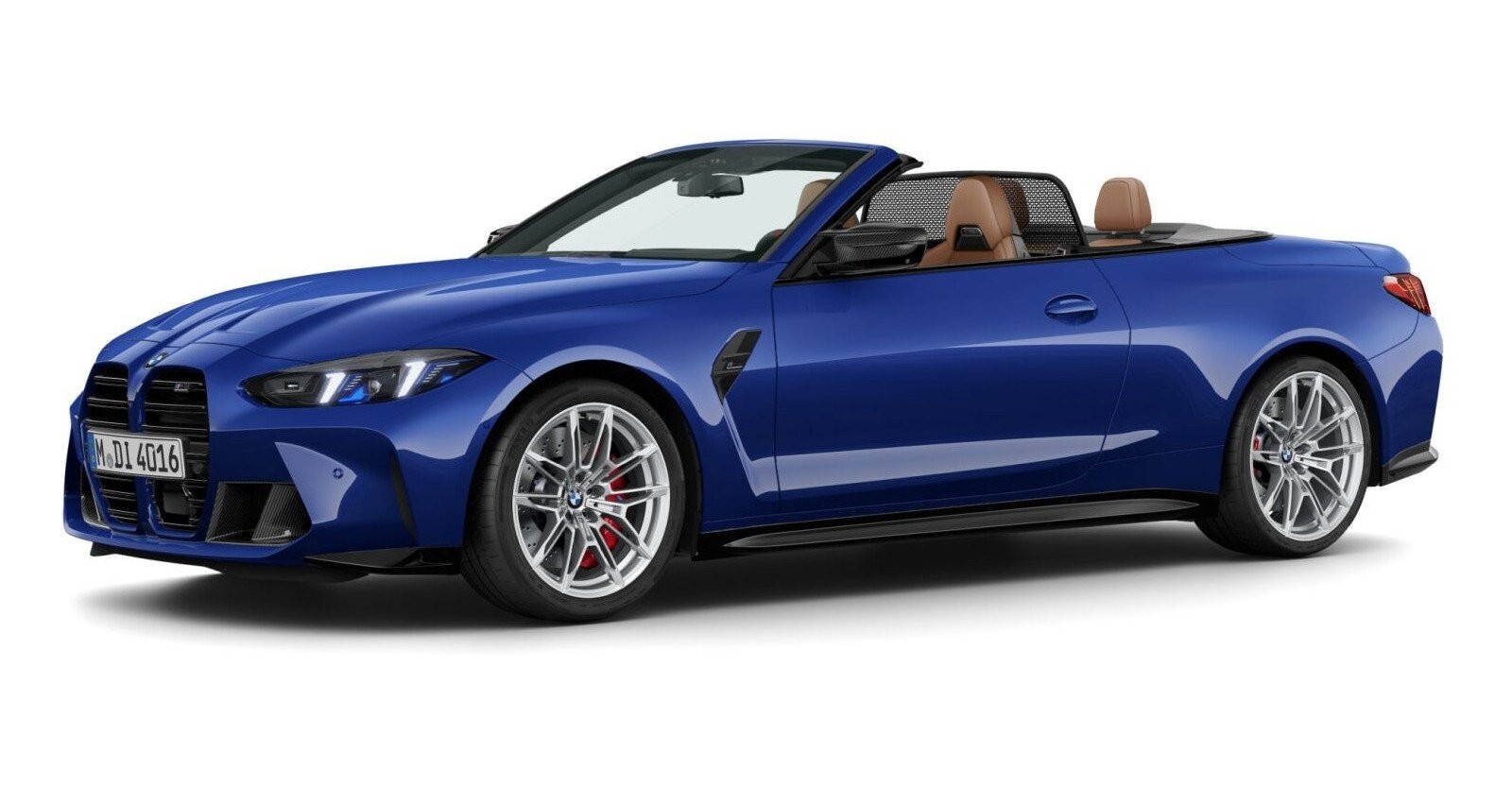 BMW M4 Competition Cabrio mit M xDrive in Blau von vorne BMW M4 Competition Cabrio mit M xDrive in Blau von vorne