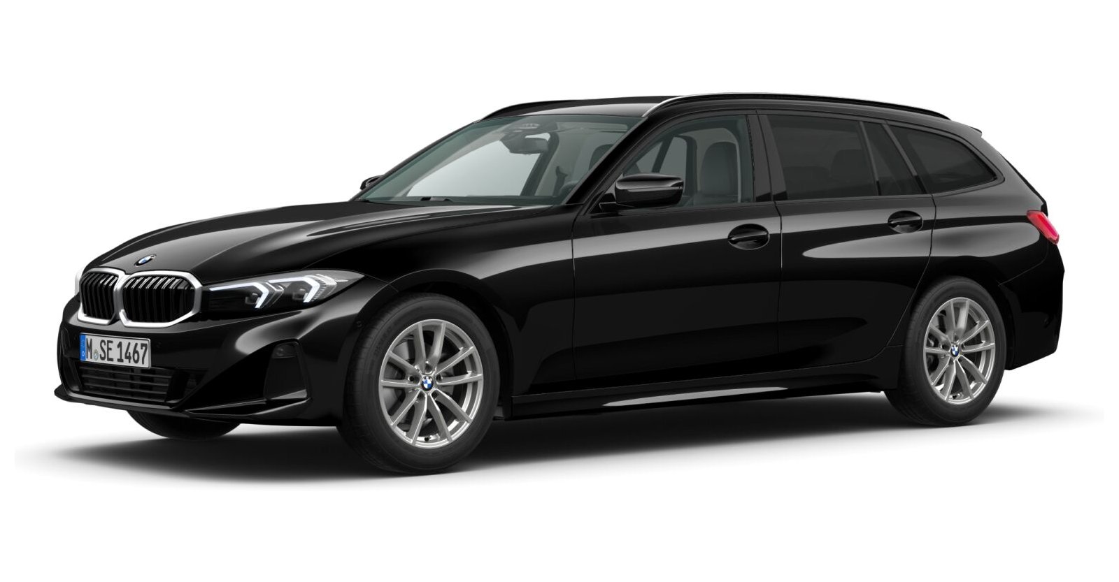BMW 318i Touring in Schwarz von vorne BMW 318i Touring in Schwarz von vorne