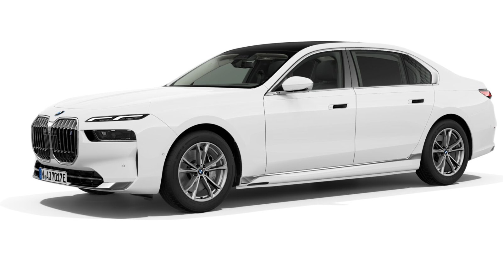 BMW i7 eDrive50 Limousine in Weiß von vorne BMW i7 eDrive50 Limousine in Weiß von vorne