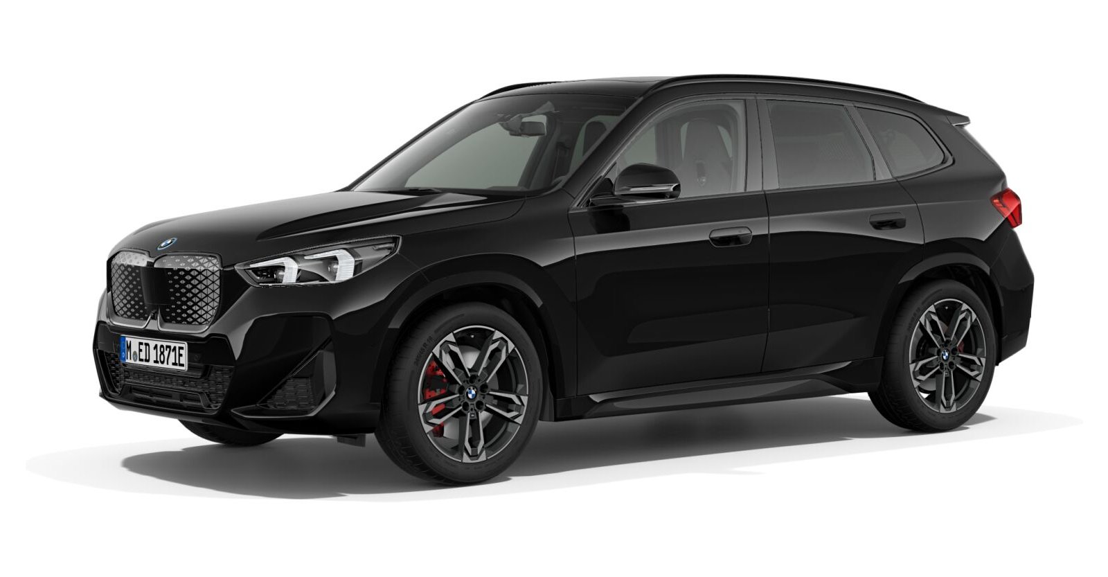 BMW iX1 xDrive30 in Schwarz von vorne BMW iX1 xDrive30 in Schwarz von vorne