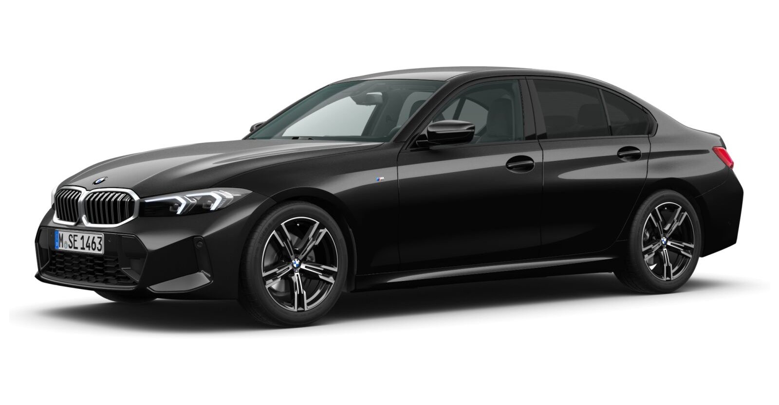 BMW 320i Limousine in Schwarz von vorne BMW 320i Limousine in Schwarz von vorne