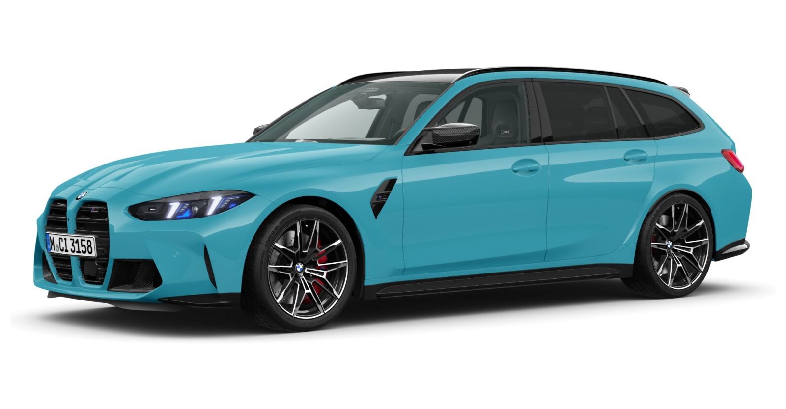BMW M3 Competition Touring mit M xDrive in Blau von vorne BMW M3 Competition Touring mit M xDrive in Blau von vorne