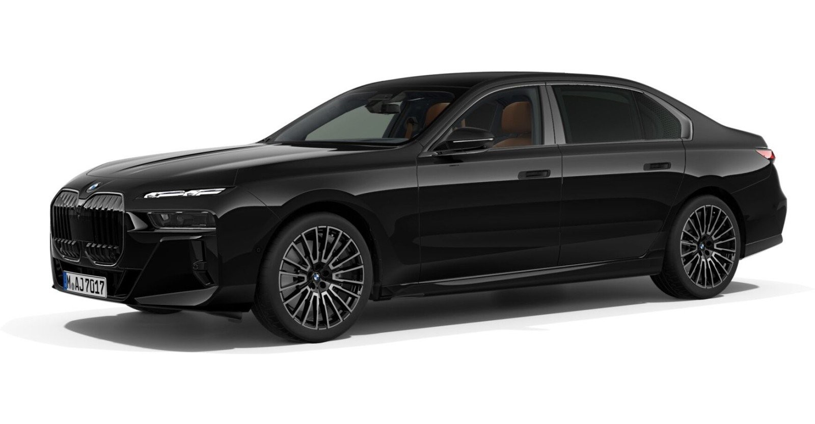 BMW 740d xDrive Limousine in Schwarz von vorne BMW 740d xDrive Limousine in Schwarz von vorne