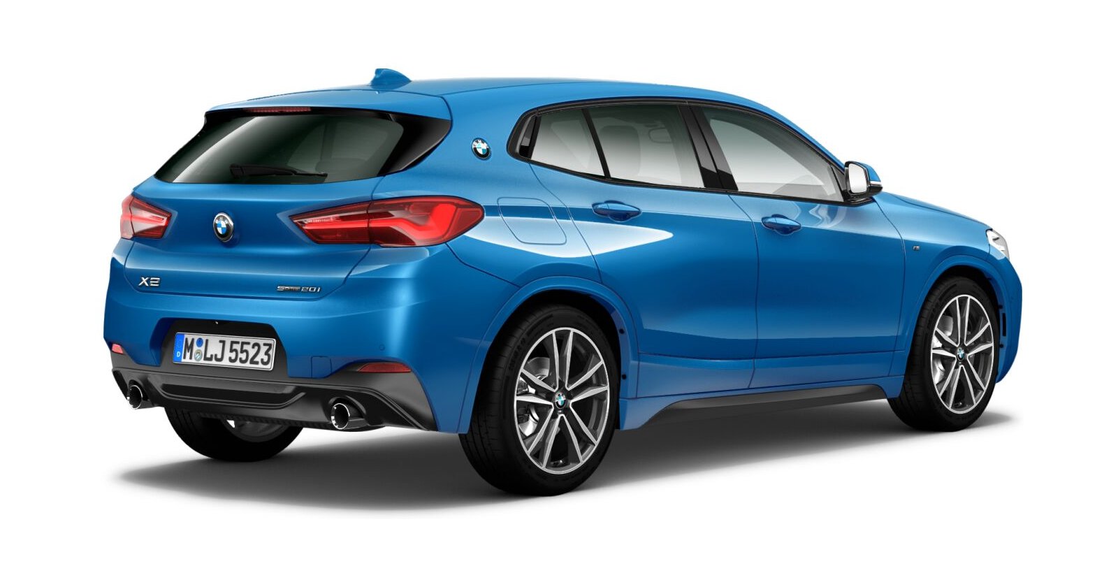 BMW BMW X in Blau von hinten BMW BMW X in Blau von hinten