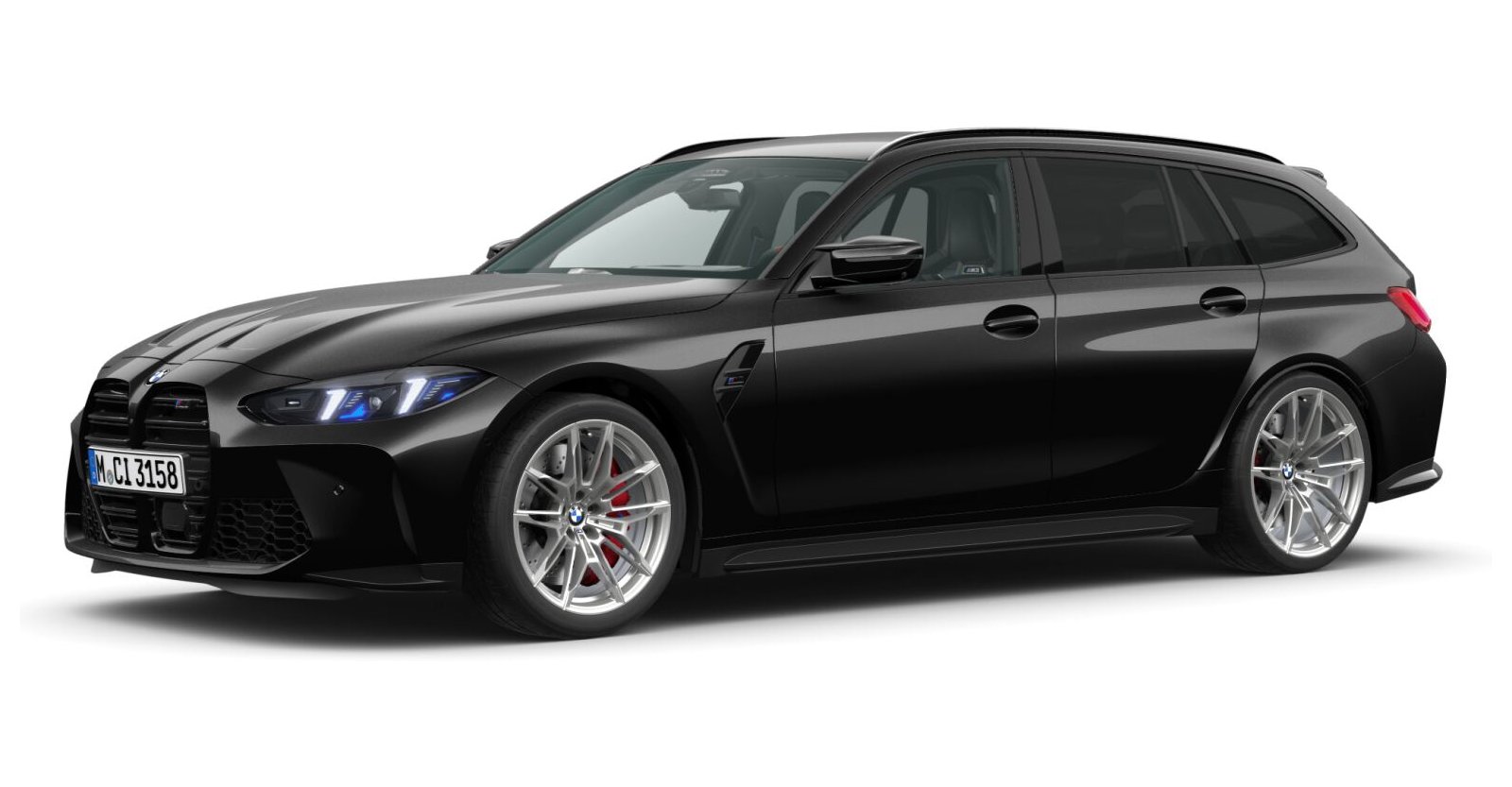 BMW M3 Competition Touring mit M xDrive in Schwarz von vorne