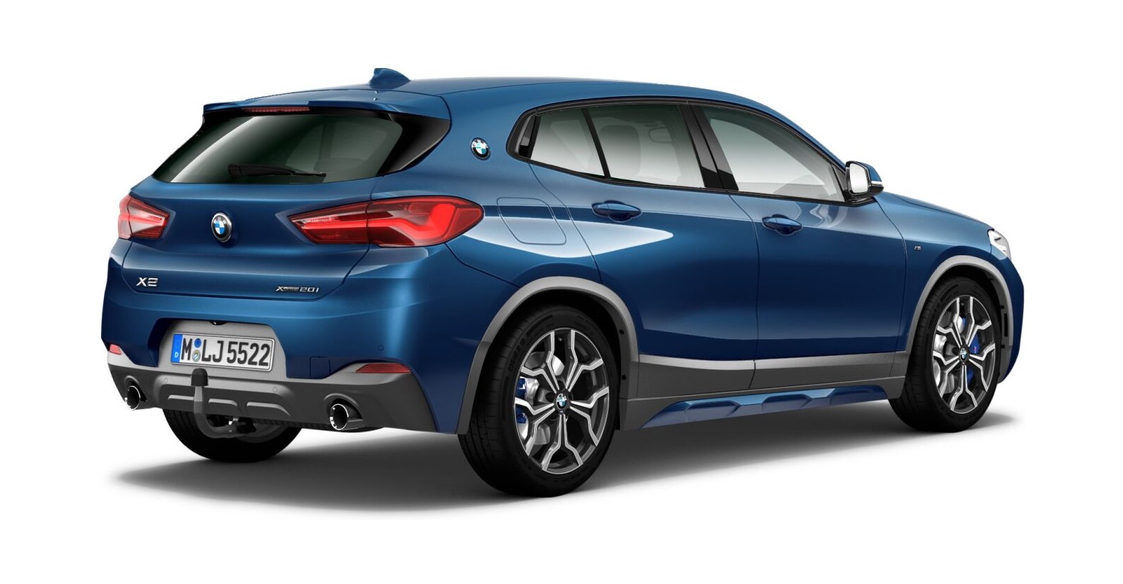 BMW BMW X in Blau von hinten BMW BMW X in Blau von hinten