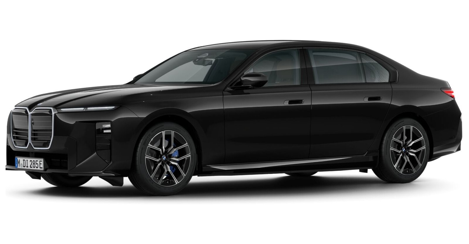 BMW i7 60 xDrive Limousine in Schwarz von vorne