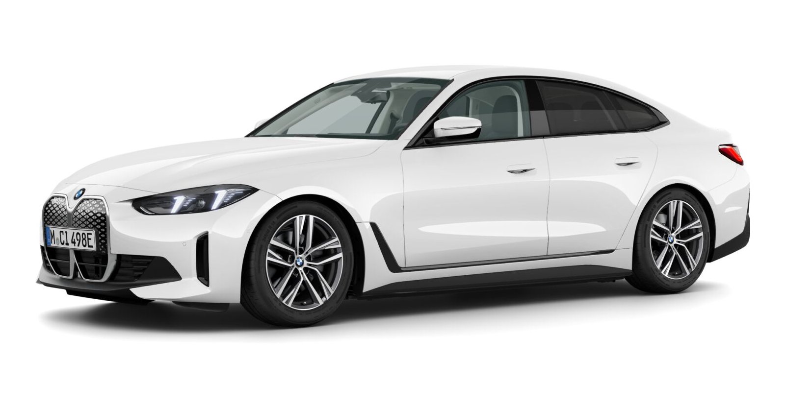 BMW i4 eDrive35 Gran Coupé in Weiß von vorne