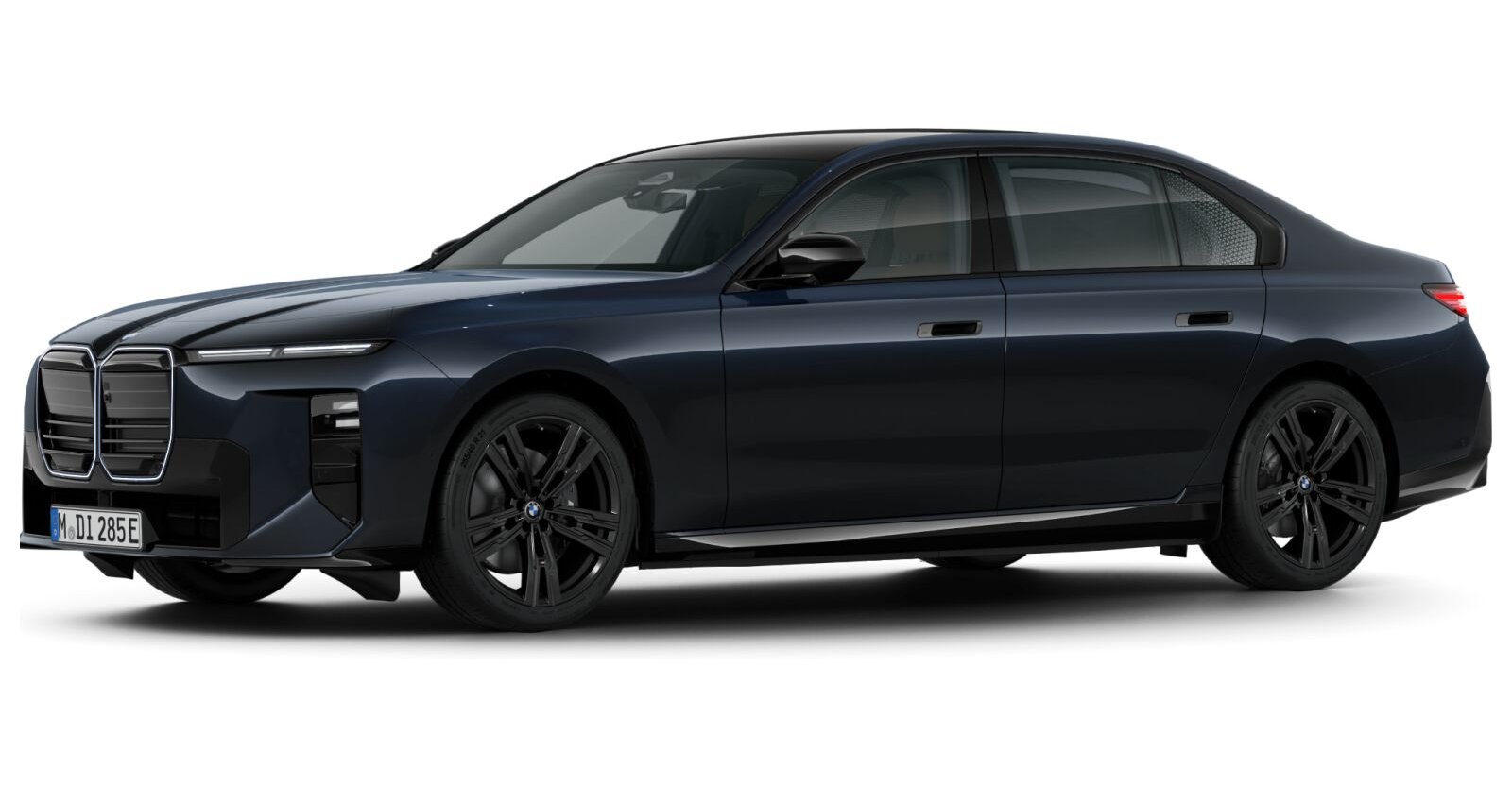 BMW i7 50 xDrive Limousine in Schwarz von vorne