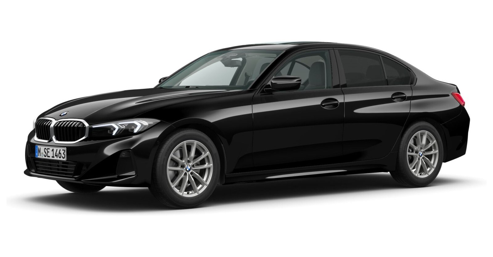 BMW 318i Limousine in Schwarz von vorne BMW 318i Limousine in Schwarz von vorne