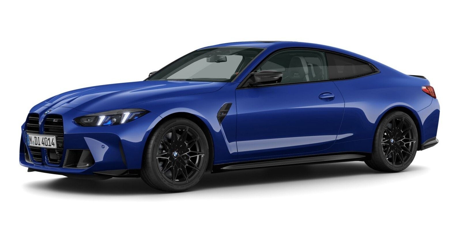 BMW M4 Competition Coupé mit M xDrive in Blau von vorne BMW M4 Competition Coupé mit M xDrive in Blau von vorne