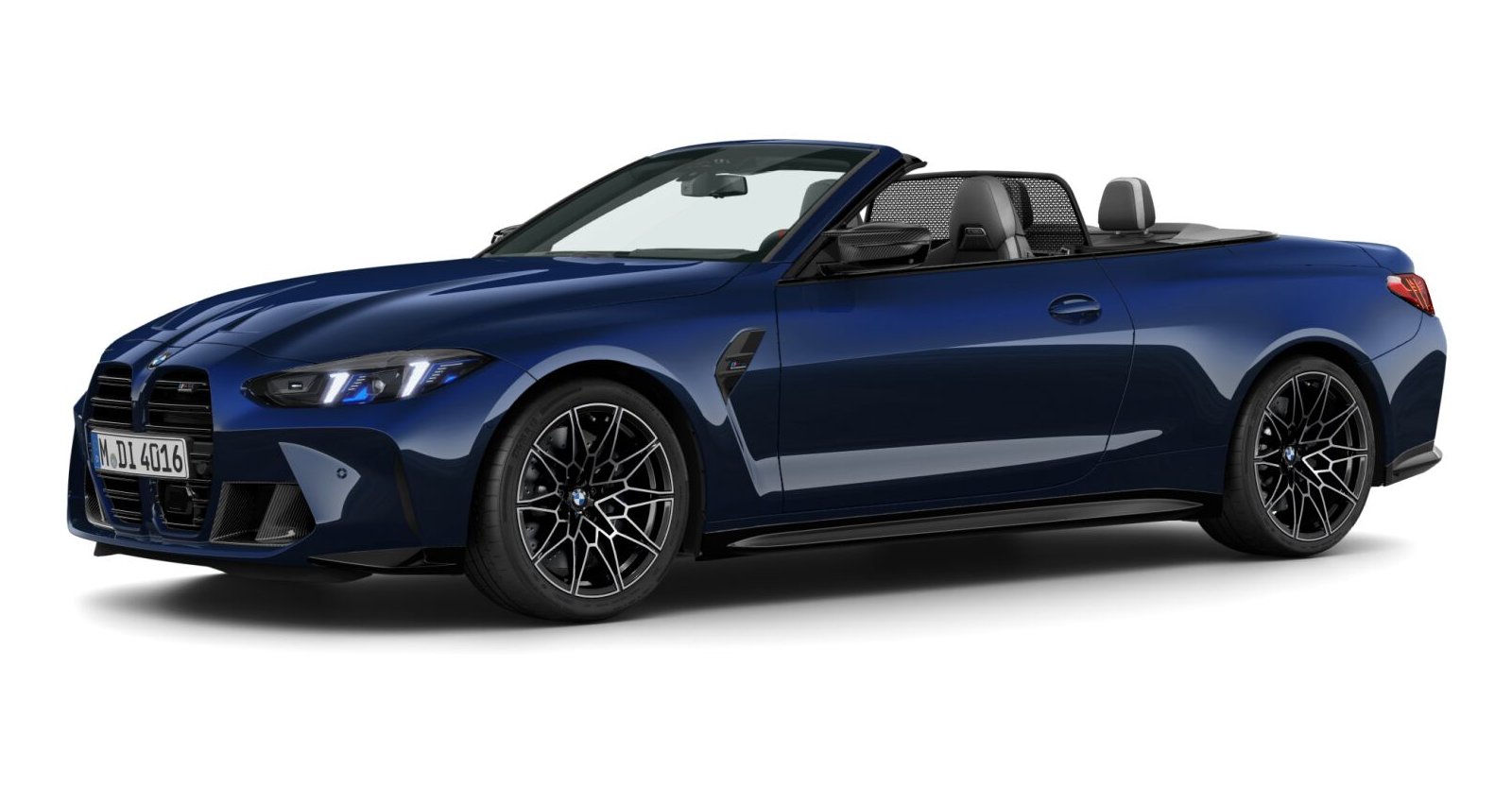 BMW M4 Competition Cabrio mit M xDrive in Blau von vorne BMW M4 Competition Cabrio mit M xDrive in Blau von vorne