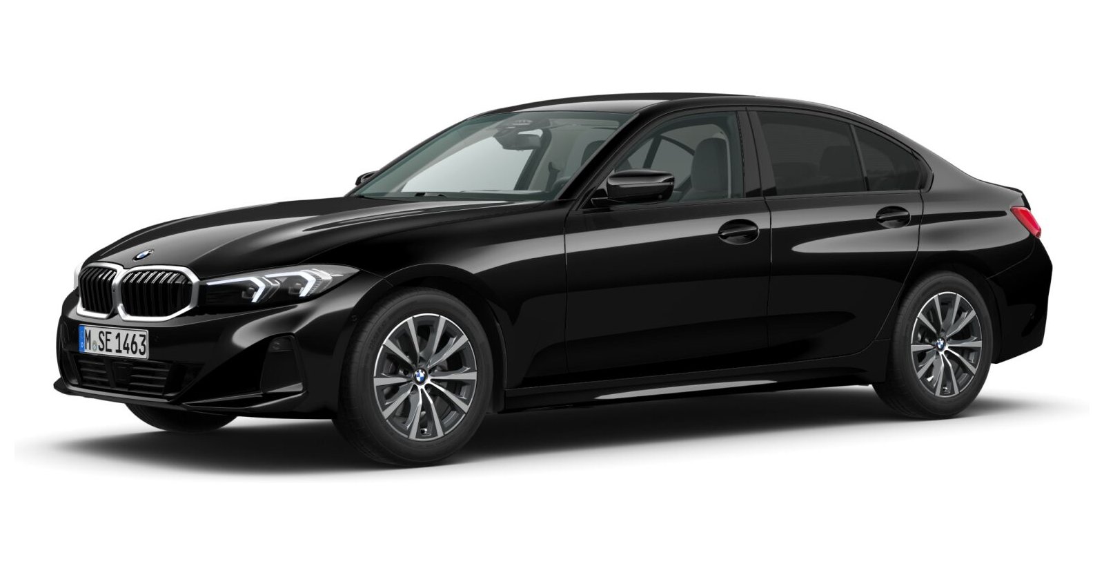 BMW 318i Limousine in Schwarz von vorne BMW 318i Limousine in Schwarz von vorne