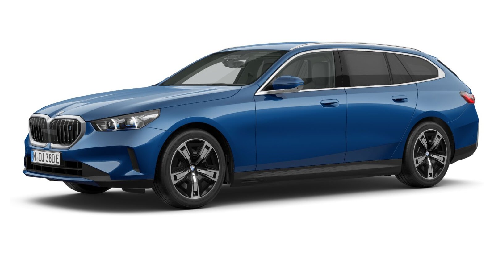 BMW i5 eDrive40 Touring in Blau von vorne