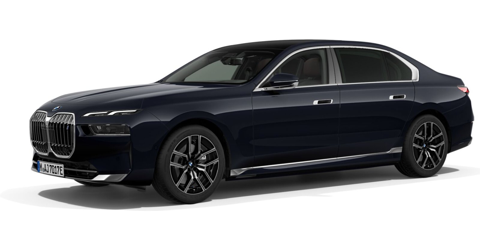 BMW i7 xDrive60 Limousine in Schwarz von vorne BMW i7 xDrive60 Limousine in Schwarz von vorne