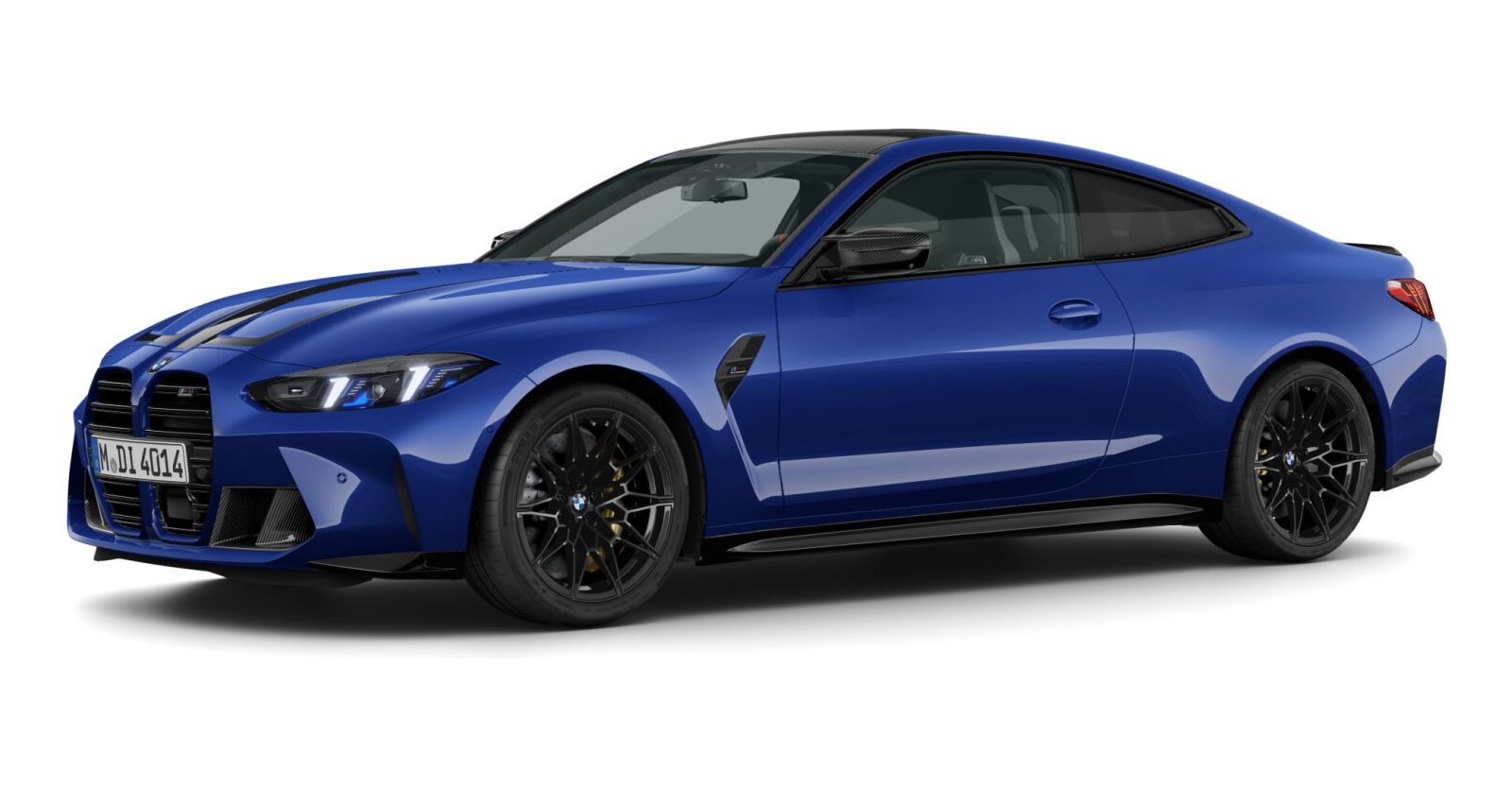 BMW M4 Competition Coupé mit M xDrive in Blau von vorne