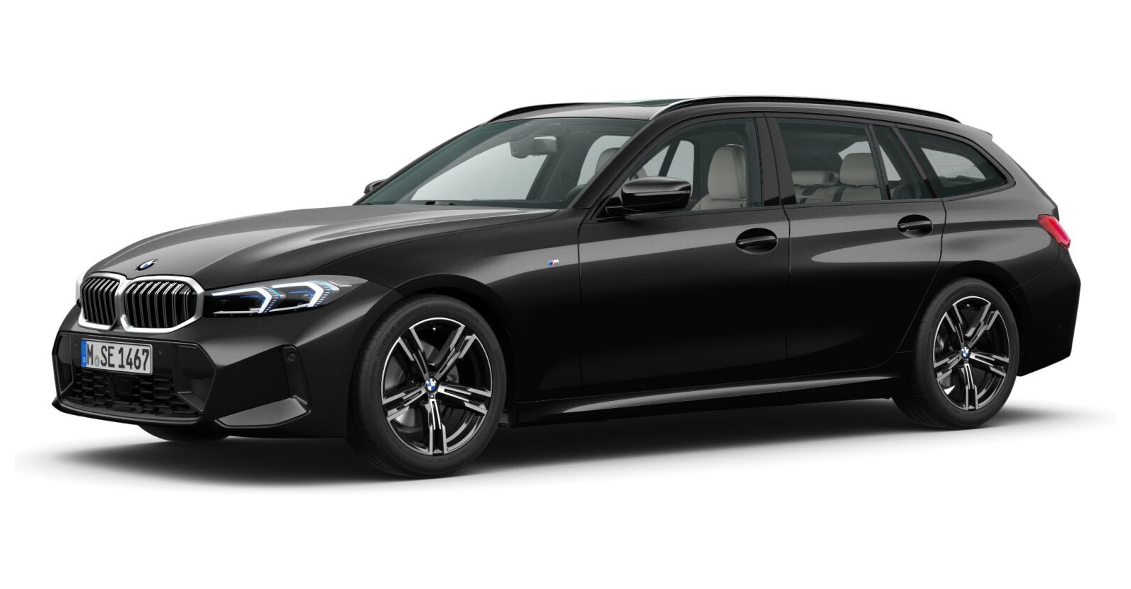 BMW 318i Touring in Schwarz von vorne BMW 318i Touring in Schwarz von vorne