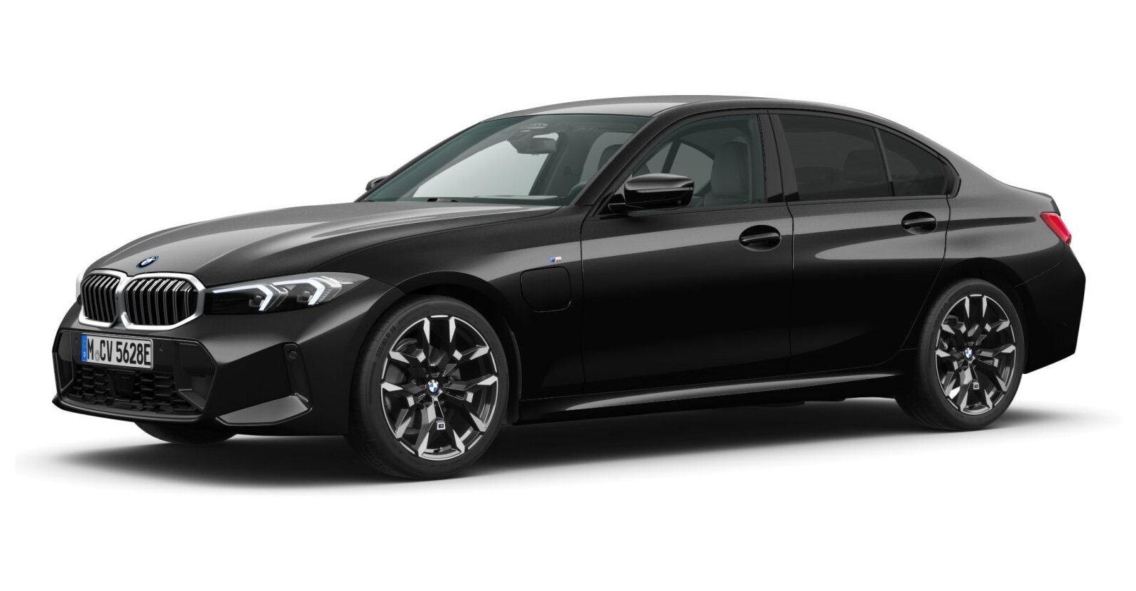 BMW 330e Limousine in Schwarz von vorne BMW 330e Limousine in Schwarz von vorne