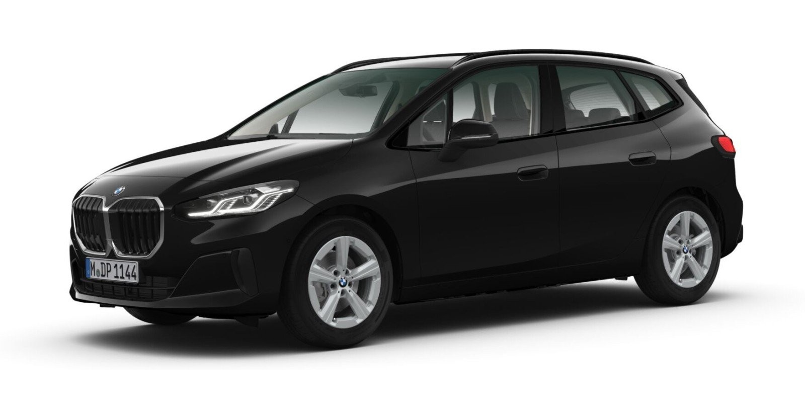 BMW 216i Active Tourer in Schwarz von vorne