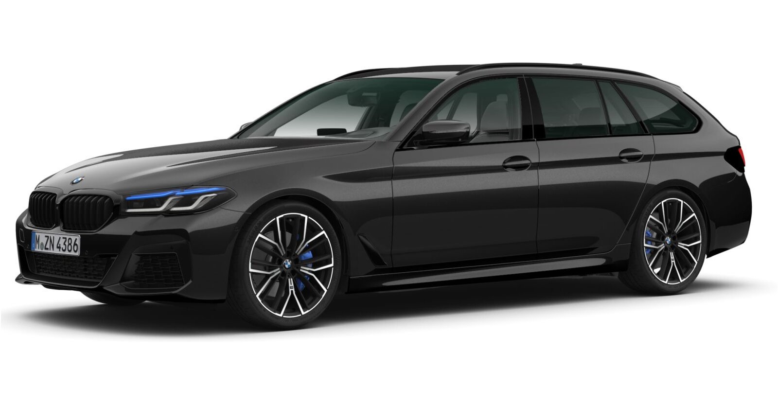 BMW 540d xDrive Touring in Schwarz von vorne BMW 540d xDrive Touring in Schwarz von vorne