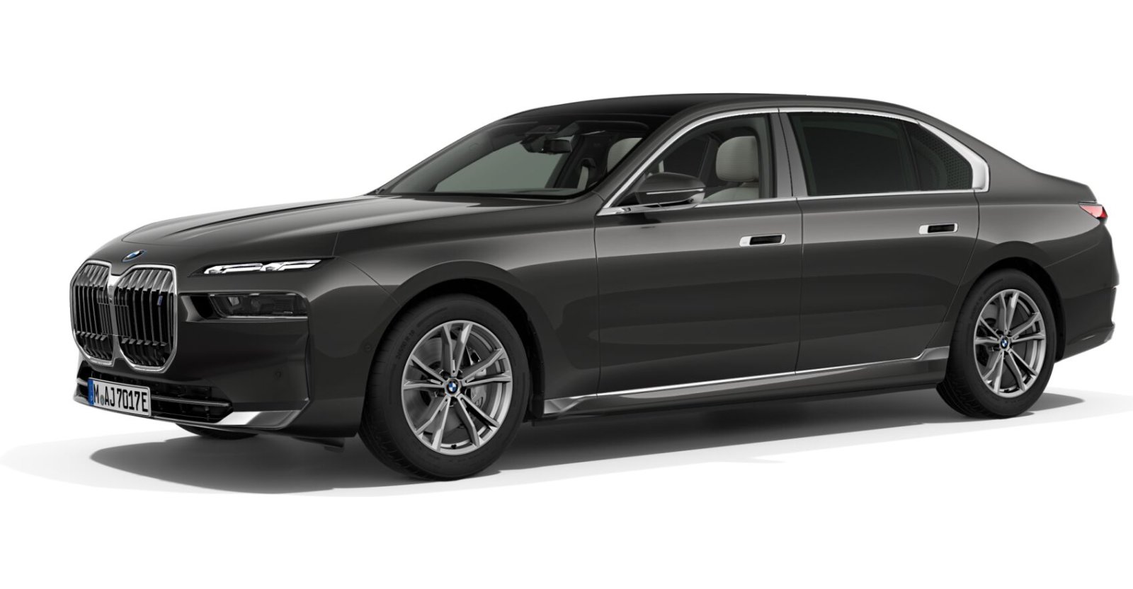 BMW i7 xDrive60 Limousine in Grau von vorne BMW i7 xDrive60 Limousine in Grau von vorne