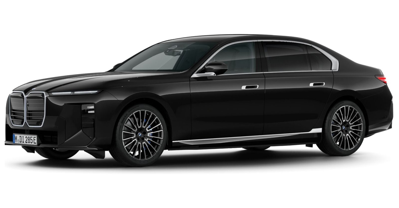 BMW i7 50 xDrive Limousine in Schwarz von vorne BMW i7 50 xDrive Limousine in Schwarz von vorne