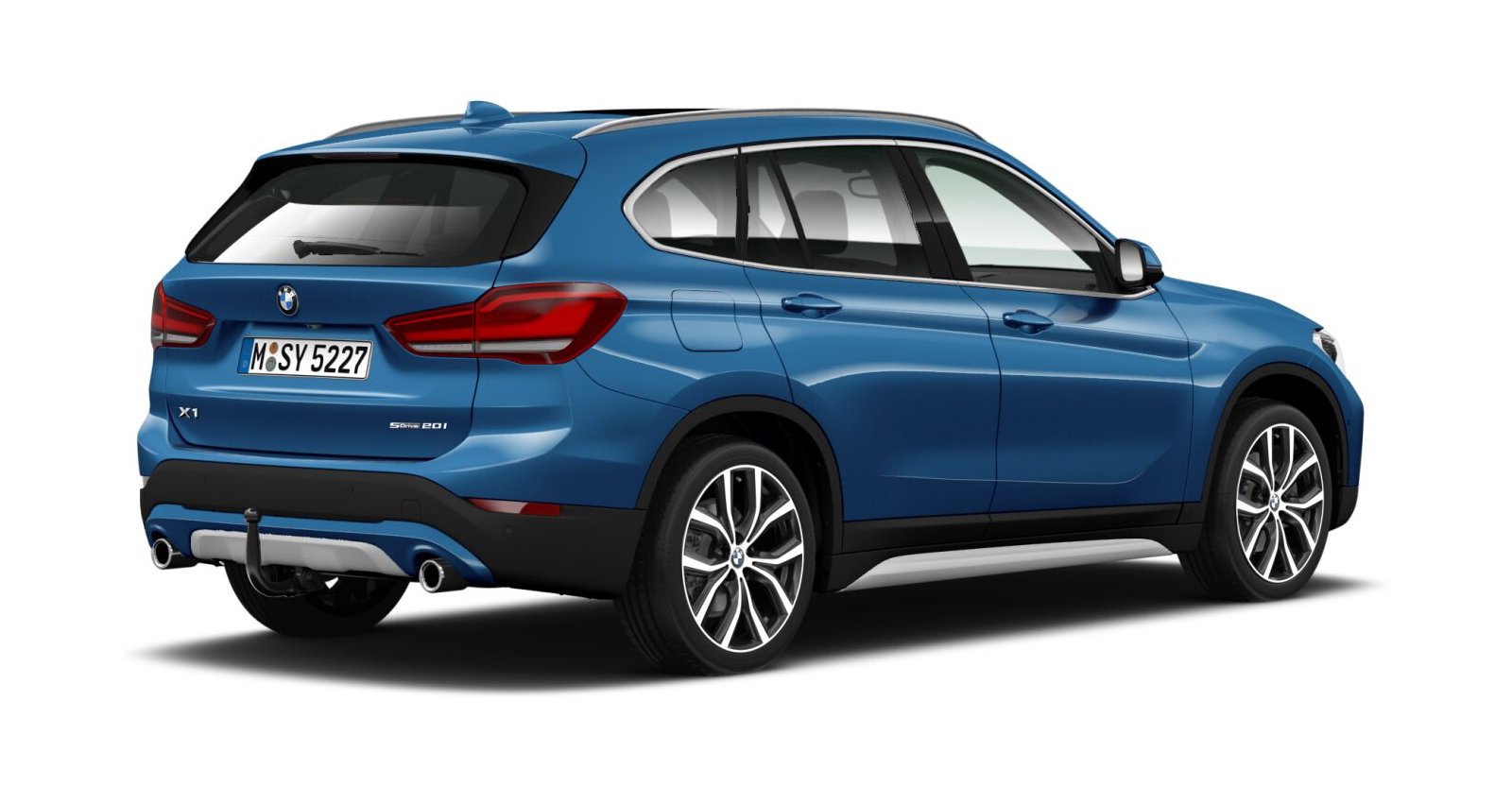 BMW BMW X in Blau von hinten BMW BMW X in Blau von hinten