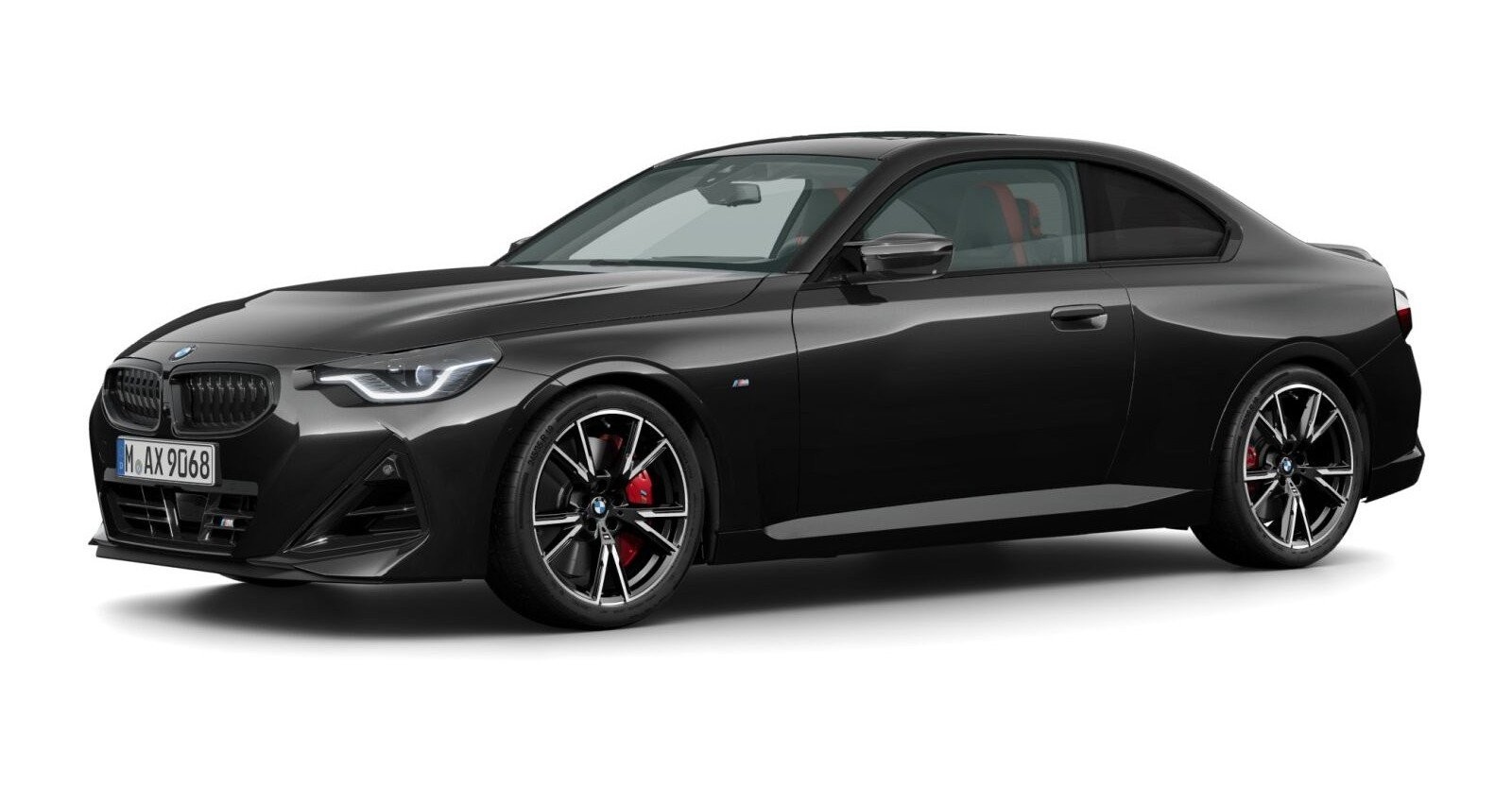 BMW M240i xDrive Coupe in Schwarz von vorne BMW M240i xDrive Coupe in Schwarz von vorne