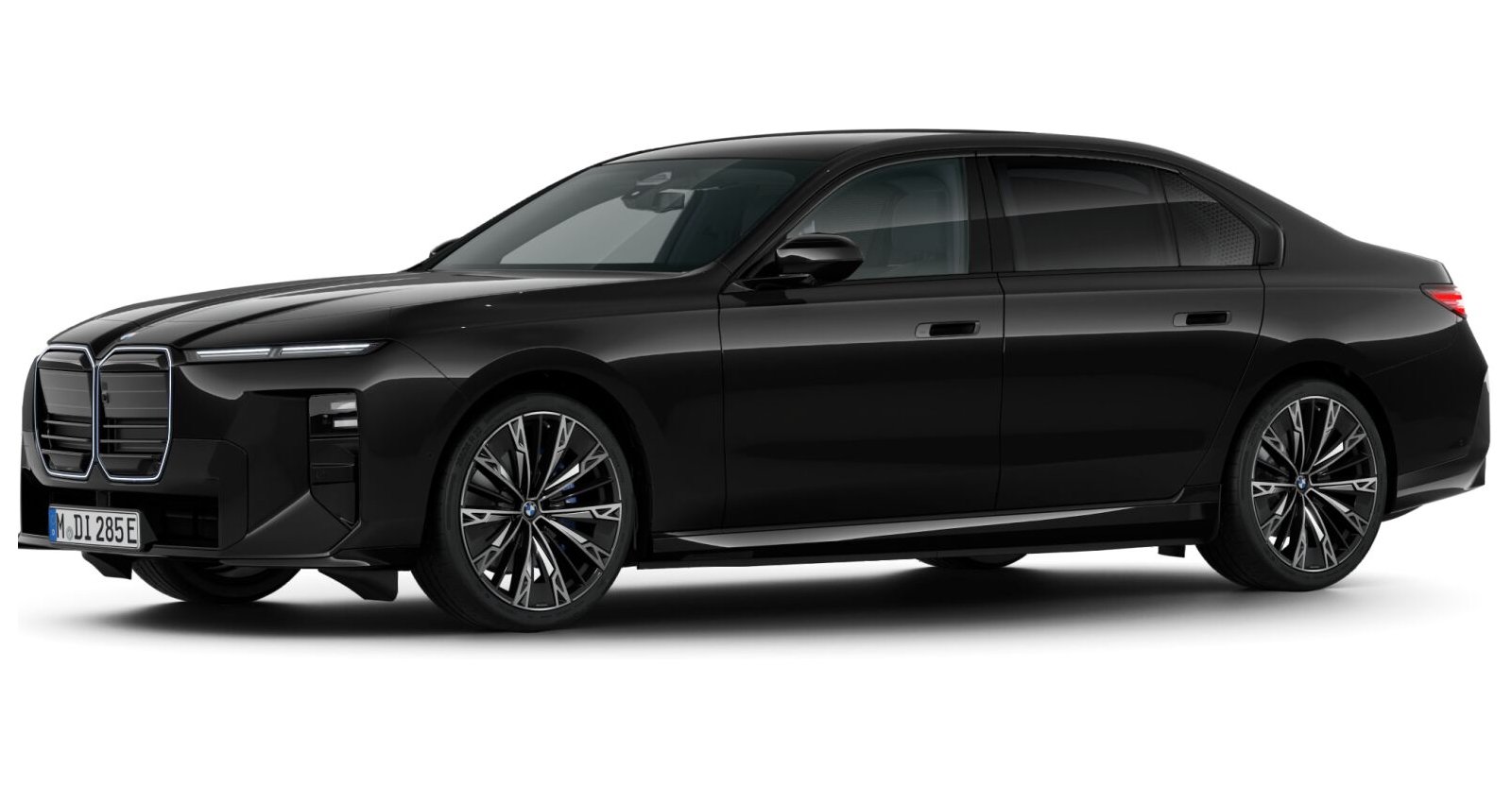 BMW i7 50 xDrive Limousine in Schwarz von vorne