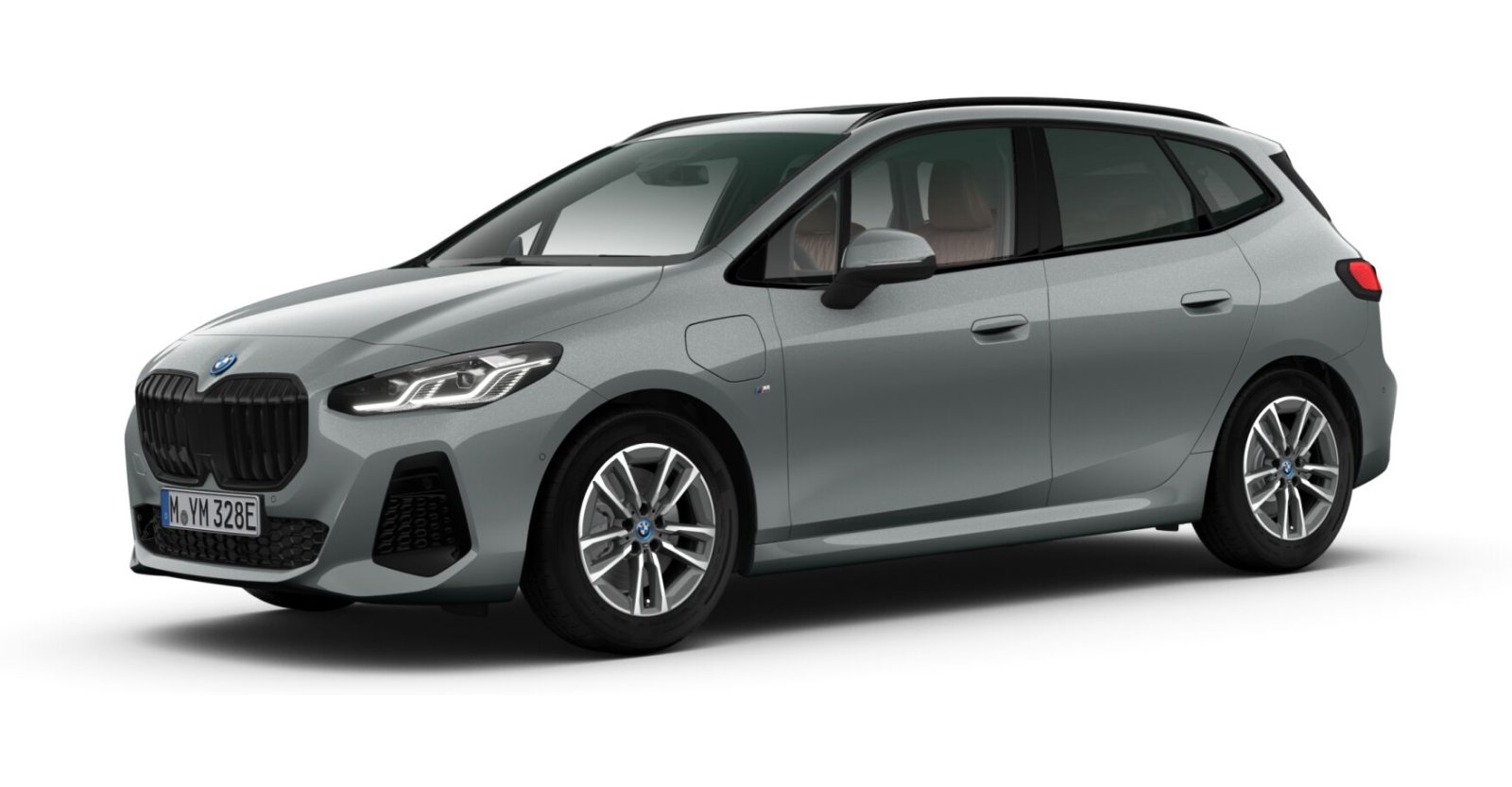 BMW 225e xDrive Active Tourer in Grau von vorne BMW 225e xDrive Active Tourer in Grau von vorne
