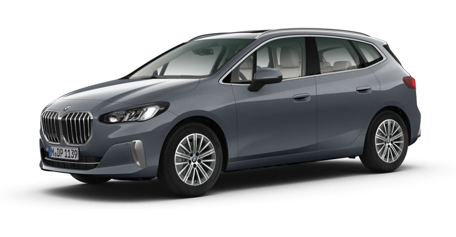 BMW 216i Active Tourer in Grau von vorne