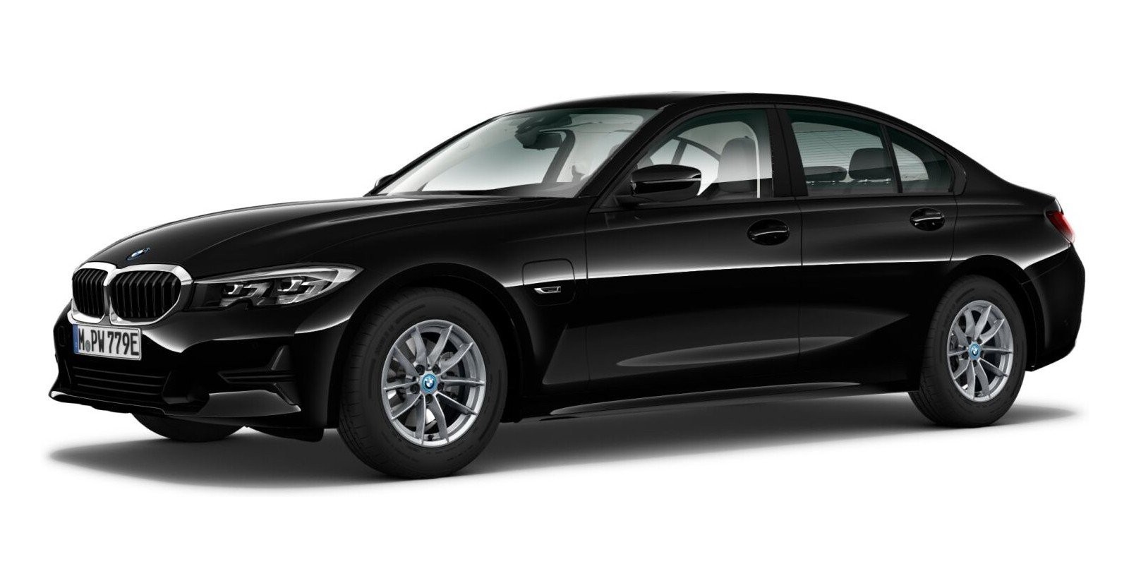 BMW 330e xDrive Limousine in Schwarz von vorne