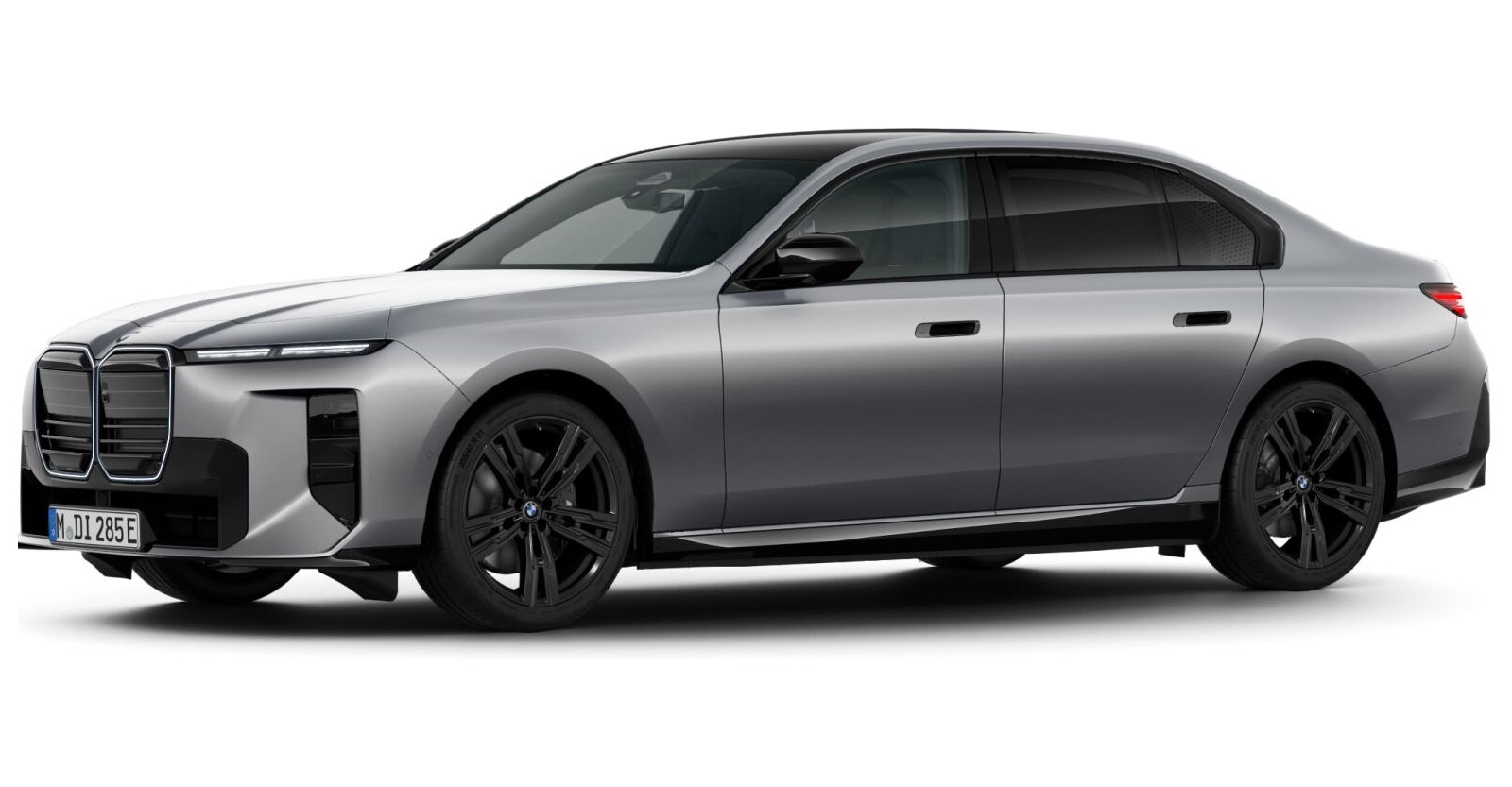 BMW i7 50 xDrive Limousine in Silber von vorne