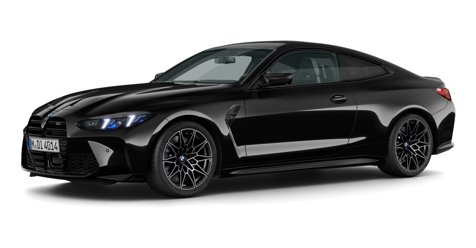 BMW M4 Competition Coupé mit M xDrive in Schwarz von vorne BMW M4 Competition Coupé mit M xDrive in Schwarz von vorne